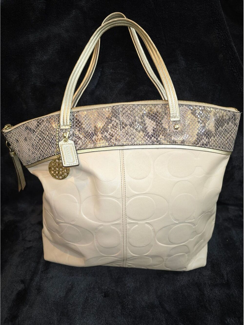 102. 2012 Coach Laura Embossed Signature Leather Tote